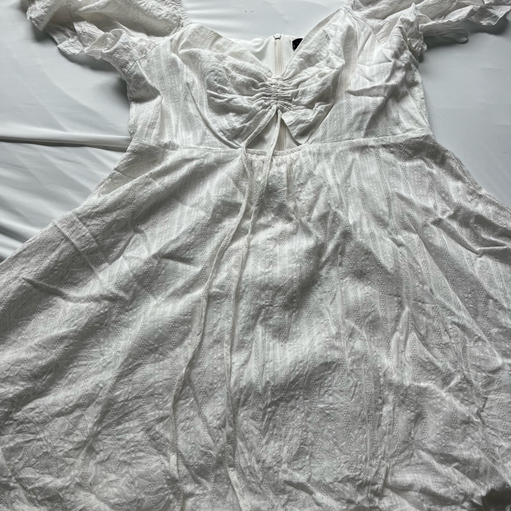 Elegant White Dress with Ruched Bodice